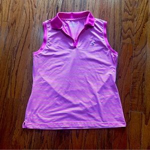Vineyard Vines Performance Sleeveless Golf Polo Size Large Striped Pink Stretch